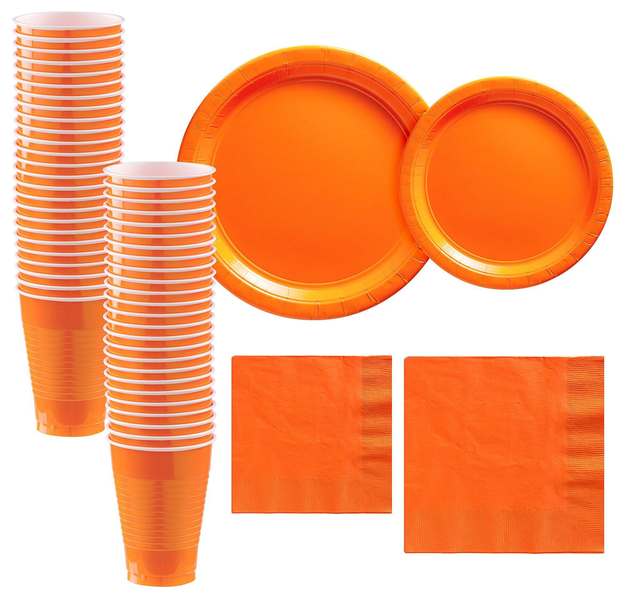 Orange Paper Tableware Kit for 50 Guests Party City